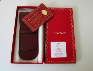 Cartier Leather Cuir Pen Case Holder Etui Pouch Guarantee Card Boxed
