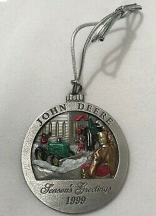 Rare 1999 John Deere Christmas Pewter Ornament Hand Painted Model M Tractor 4