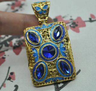 The Old Tibetan Silver Pendant With Gemstones