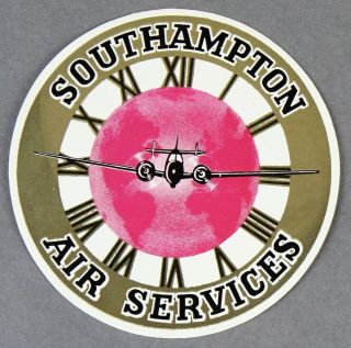 Southampton Air Services Vintage Airline Luggage Label Baggage Bag