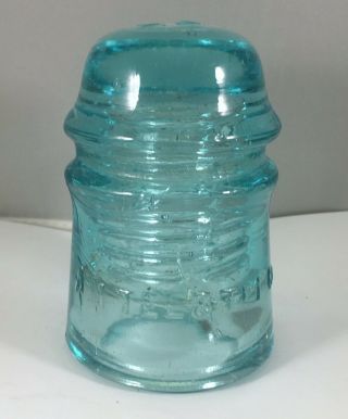 Vintage Glass Insulator Am Tel & Tel Co 11 Aqua Blue,  Smooth Base,  No Date 22