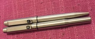 Vintage Set 2 Parker 25 Fountain Pen And Ball Point Pen St.  Steel Made In England