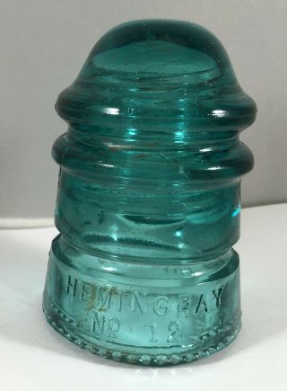 Vintage Glass Insulator Hemingray No 12 Aqua Teal Blue,  No Date,  Beaded 11