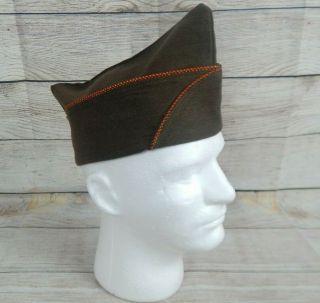 Vintage Us Army Ordnance Department Od Green Garrison Cap Red & Yellow Piping