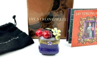 Jay Strongwater Cherry & Flower Trinket Box Purple