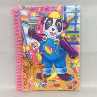 Lisa Frank Panda Painter Notebook Small Spiral Snap Close Two Color Paper Memo