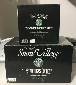 Department 56 Snow Village Starbucks Coffee Shop 54859 Box & Cart 5443m