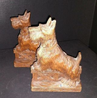 Vintage Dog Scottie Scottish Terrier Breed Book Ends 1940s Syroco? Bookends