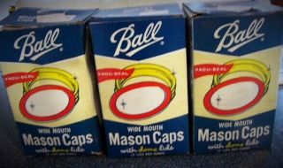 Vintage Canning Ball Mason Jar Caps With Dome Lids Nos 3 Boxes -