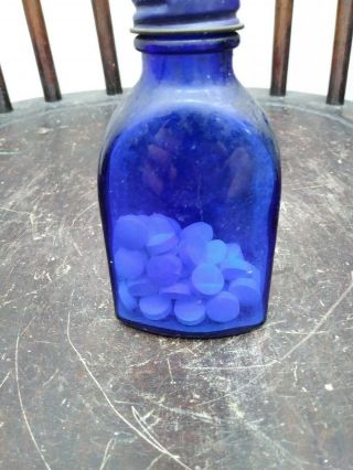 Vintage milk of magnesia cobalt blue glass advertising bottle 3
