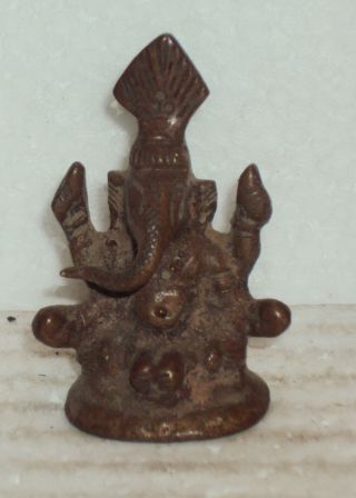 Antique Hindu God Ganesha Traditional Indian Ritual Rare Copper Elephant God 24