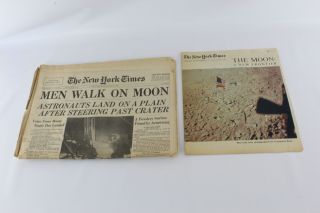 Vintage York Times Men Walk On Moon,  The Moon: A Frontier Newspapers