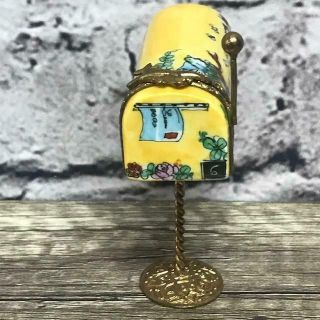 Limoges France Peint Main Rochard Hand Painted Mail Box Stand Cat Floral Mini 2
