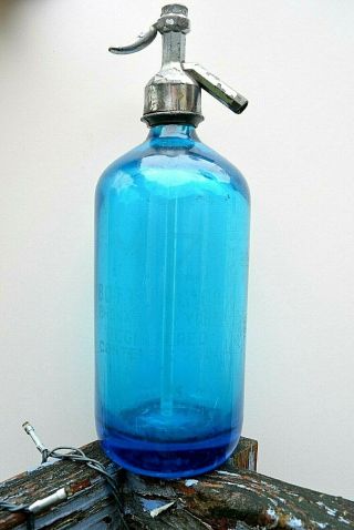 Vintage Blue Seltzer Bottle M Z Bottling Co Bronx N.  Y.