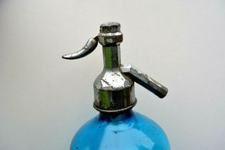 Vintage Blue Seltzer Bottle M Z Bottling Co Bronx N.  Y. 2