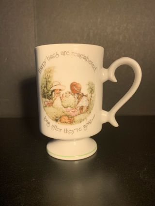 Holly Hobbie Porcelain Pedestal Coffee Cup Mug Happy Times Vintage 1974