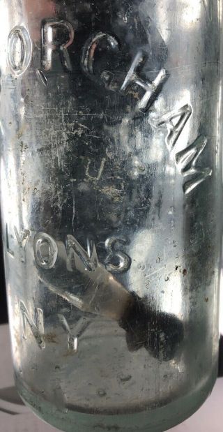 Scarce R.  F.  Forgham Lyons NY gravitating Glass Stopper Hutch Soda Bottle. 3
