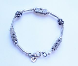 Designer Silpada Signed Sterling Silver 925 Hope,  Dream & Joy Bracelet