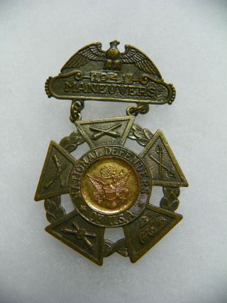 Wwii (1941) Army National Defenders Of U.  S.  A.  Badge With Lords Prayer
