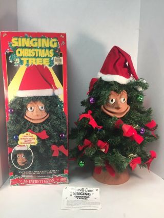 Singing Christmas Tree Mr Everett Green 24 " Animated Telco 1996 Eyes Don 