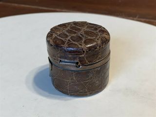 Traveling Inkwell Signed Late 18th Century Antique Alligator Skin