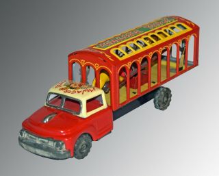 Japanese Tin Friction Circus Menagerie Truck By Yoshi - Worldwide Ship