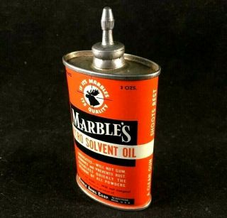 Vtg MARBLE ' S NITRO SOLVENT OIL LEAD TOP HANDY OILER Rare Old Advertising Tin Can 2