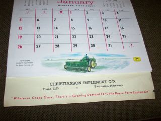 1958 John Deere Calendar Evansville Minnesota 227 Picker 30 45 Combine Planter 2