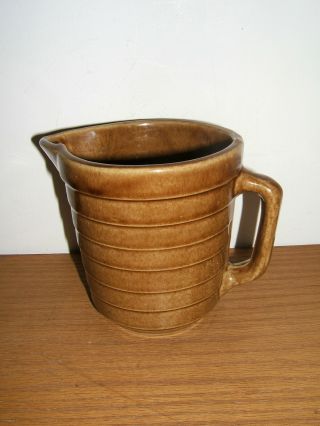 Vintage Brown Drip Glaze Ringware Pottery Pitcher Marked Usa