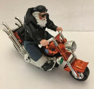 Santa Claus On A Chopper Motorcycle Christmas Figurine Animated
