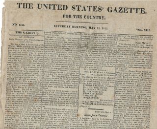 Capture Of York (toronto) Capital Of Upper Canada.  1813 United States Gazette