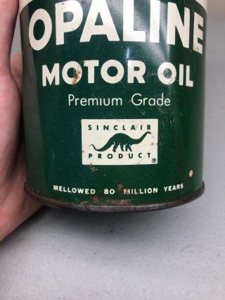 Vintage Sinclair Opaline Green Dinosaur Metal Motor Oil Can Quart 2