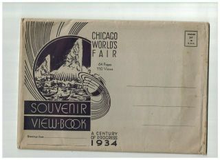 Century of Progress 1934 Souvenir View - Book Chicago With Envelope World ' s Fair 3