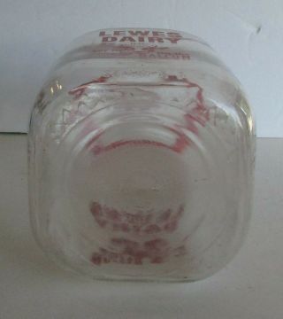 Vintage Lewes Dairy Inc.  Glass Gallon Milk Bottle Red Handle 3
