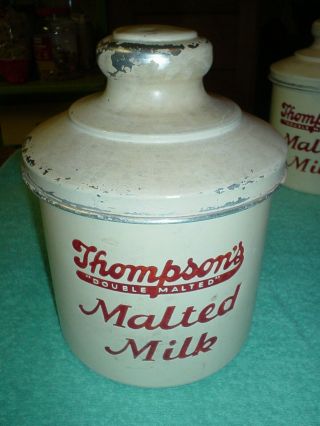Vintage Thompson ' s Double Malted Milk Aluminum Canister Soda Fountain Shop 2