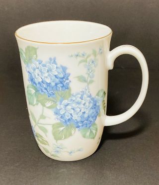 Vintage Otagiri Japan Coffee Mug Cup Hydrangea Hand Painted Gold Trim