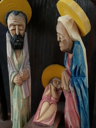 Vintage Wooden Hand Carved " Nativity " Statue 11.  5 Inches,  Italy
