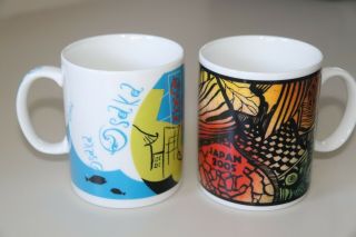 Starbucks 2004 2005 Osaka & Japan - 2 Rare Vintage Porcelain Mugs Made In Japan