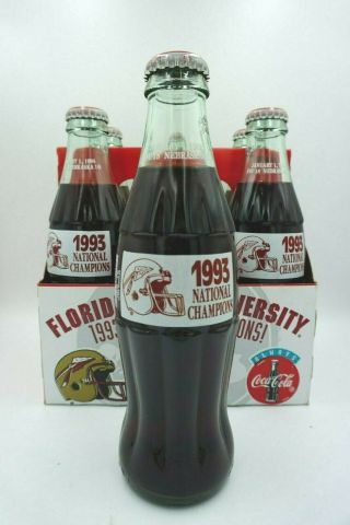 1993 Florida State University National Champions Coke Coca - Cola 6pack of Bottles 2