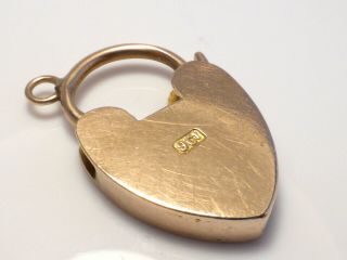 Fine Chunky Antique 9k 9ct Gold Fancy Heart Lock For Bracelet Or Necklace 2.  3g