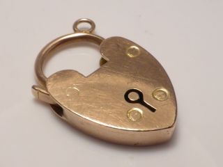 Fine Chunky Antique 9K 9ct Gold Fancy Heart Lock For Bracelet Or Necklace 2.  3g 2