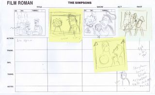 Simpsons Art Pencil Storyboard Concept 5 Panels Film Roman Sheet