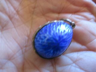 Stunning Antique Silver & Blue Guilloche Enamel Russian Egg Pendant/charm