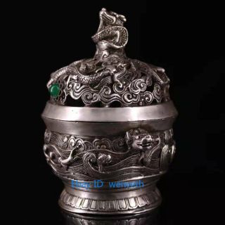 Chinese Tibet Silver Dragon Incense Burner Made During The Da Ming Xuande Marks