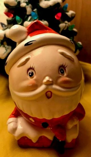 Rare Vintage Ceramic Christmas Humpty Dumpty Santa Head Vase Japan Relpo - C935