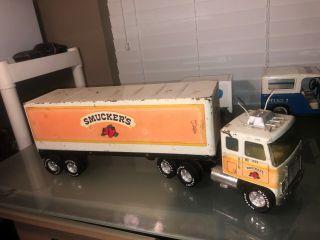 Vintage Nylint Made Usa Smuckers Jam Pressed Steel Gmc Tractor Trailer Truck Rig
