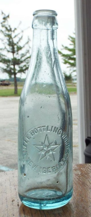 Old Antique Niele Bottling Iberia,  La Aqua Glass Bottle Advertising