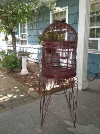 Vintage Bird Cage With Stand,  Large Opening For Feeding,  Removable Tray