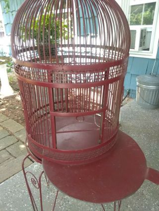 Vintage Bird Cage with Stand,  large opening for feeding,  removable tray 3