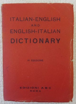 Ww2 Italian English Pocket Dictionary Book 1944 Rome Printed For Us Army G.  I.  S